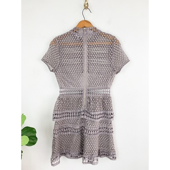 TOBI Sincerely Yours Gray Lace Crochet Cut Out Mini Dress Sz S - Picture 4 of 9